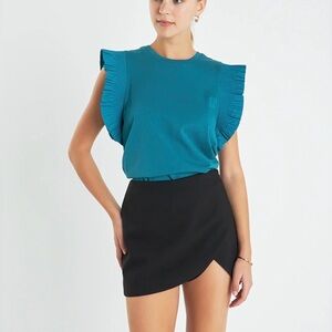 NWOT English Factory Teal Ruffle Tank Top